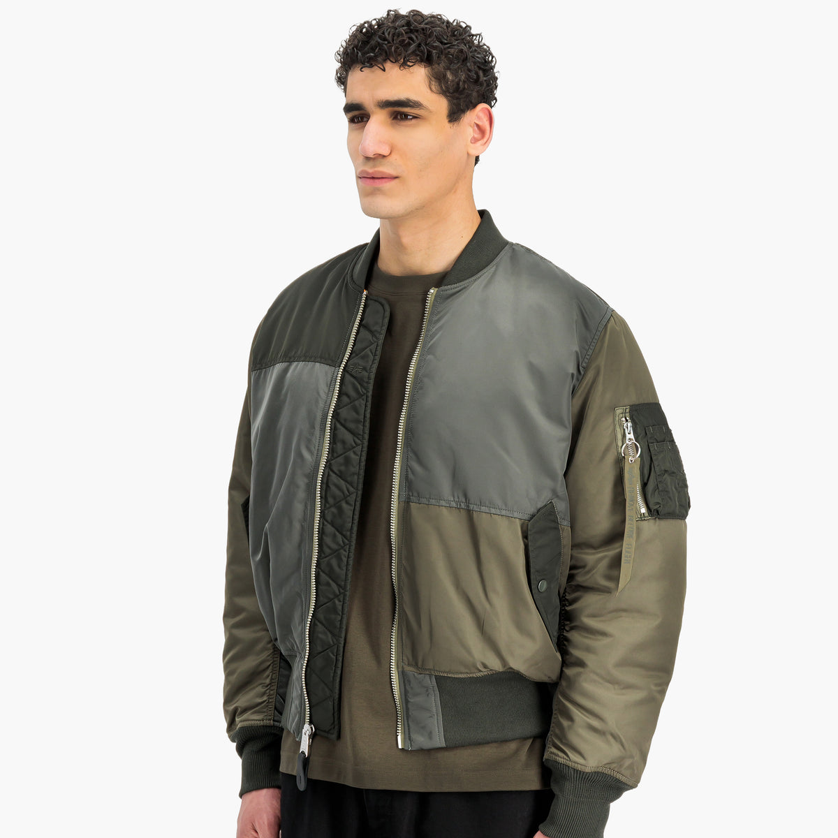 Alpha Industries MA-1 Tricolor Bomber Jacket - Black / Olive