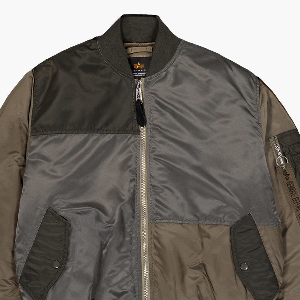Alpha Industries MA-1 Tricolor Bomber Jacket - Black / Olive