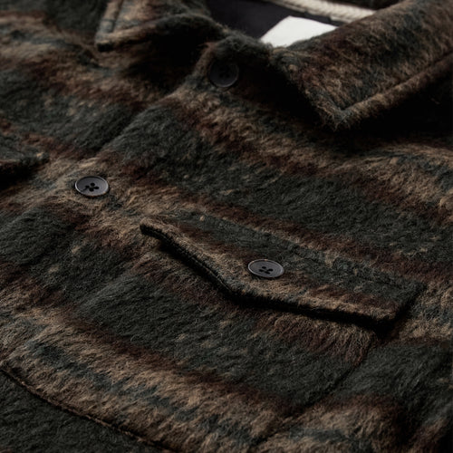 Anerkjendt Akoscar Heavy Twill Check Overshirt - Forest Night