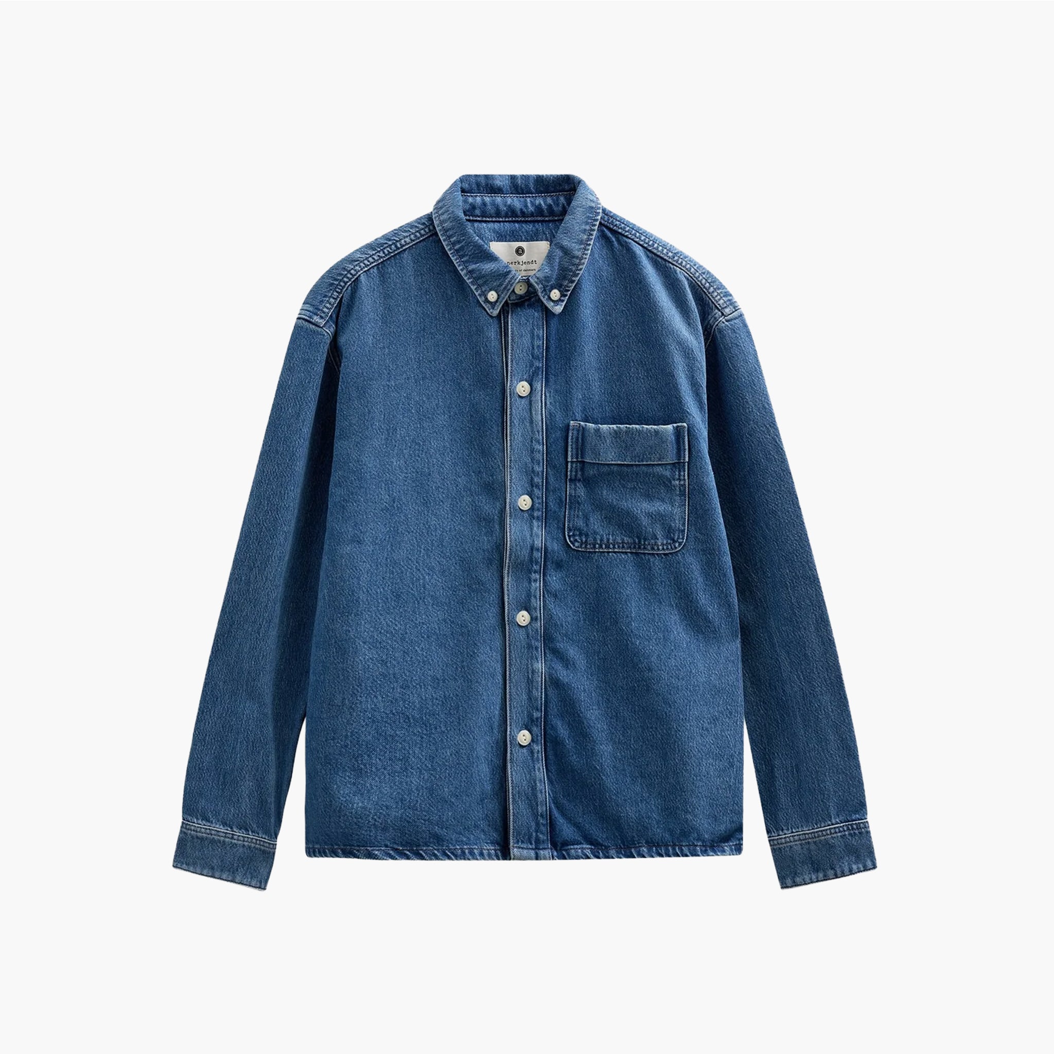 Anerkjendt Akotto Denim Overshirt - Light Blue Denim