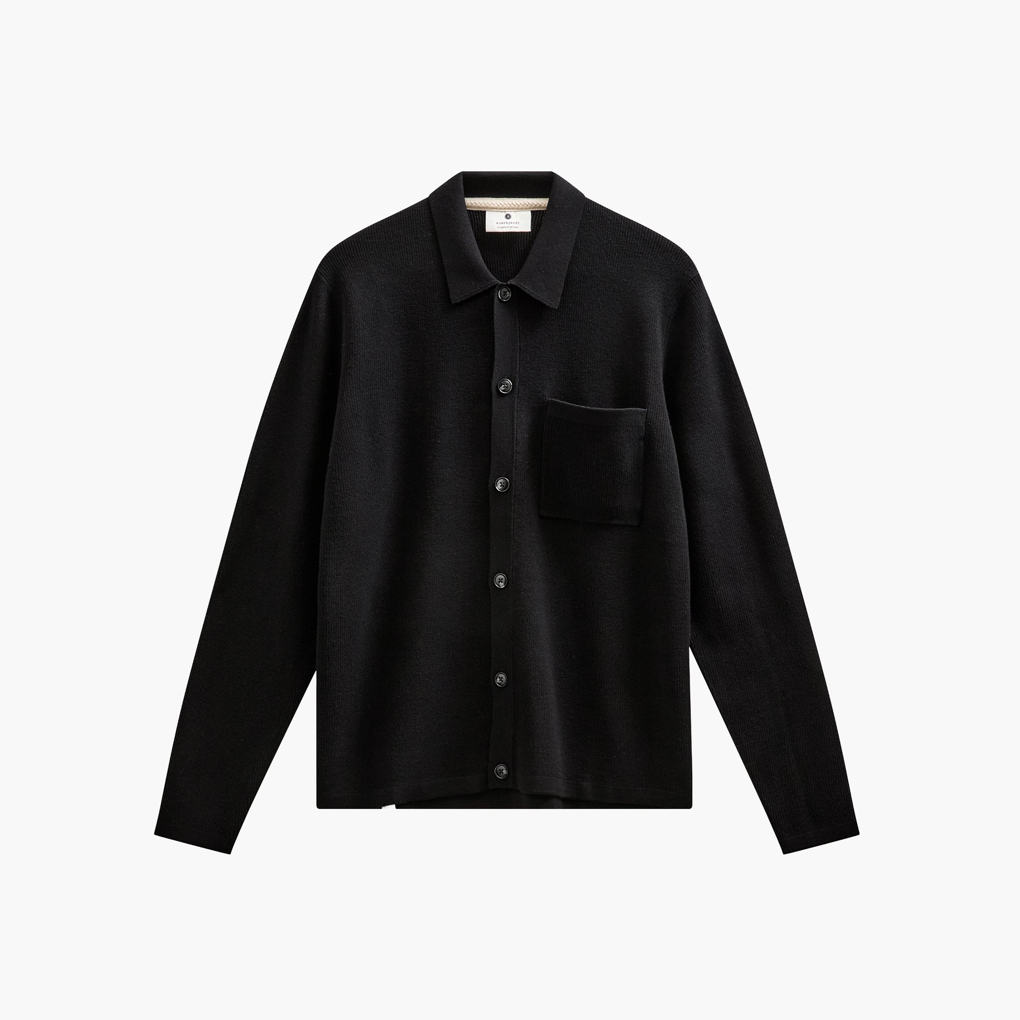 Anerkjendt Aksvend Needle Rib Knit Cardigan - Caviar