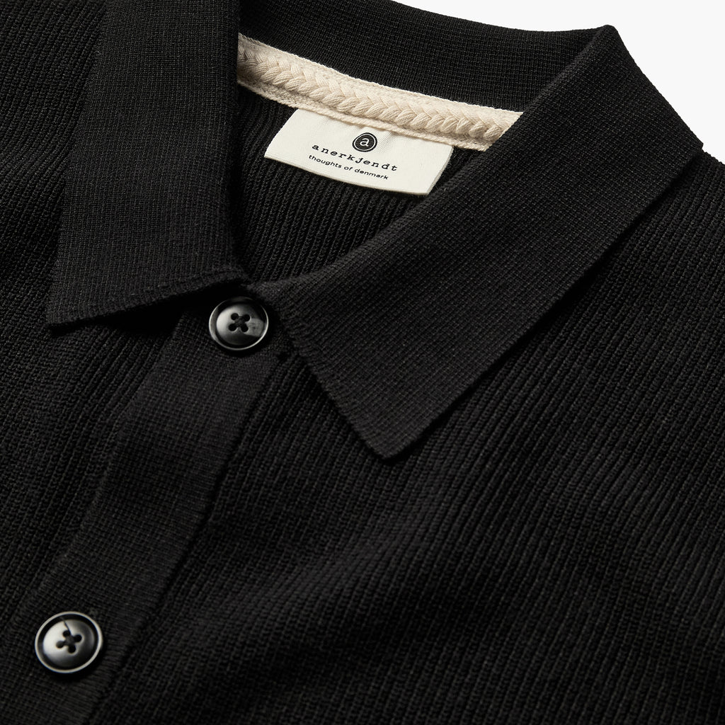 Anerkjendt Aksvend Needle Rib Knit Cardigan - Caviar