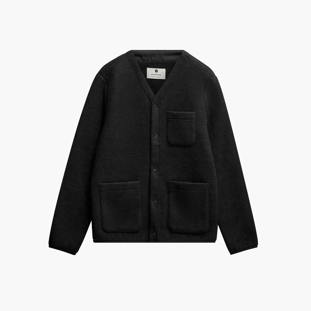 Anerkjendt Aksigurd Boiled Wool Overshirt - Caviar