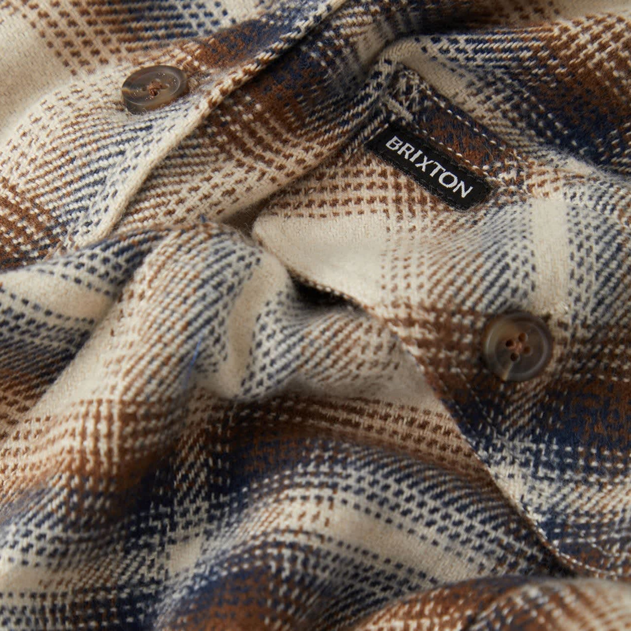 Brixton Bowery Flannel - Soft Brown Plaid
