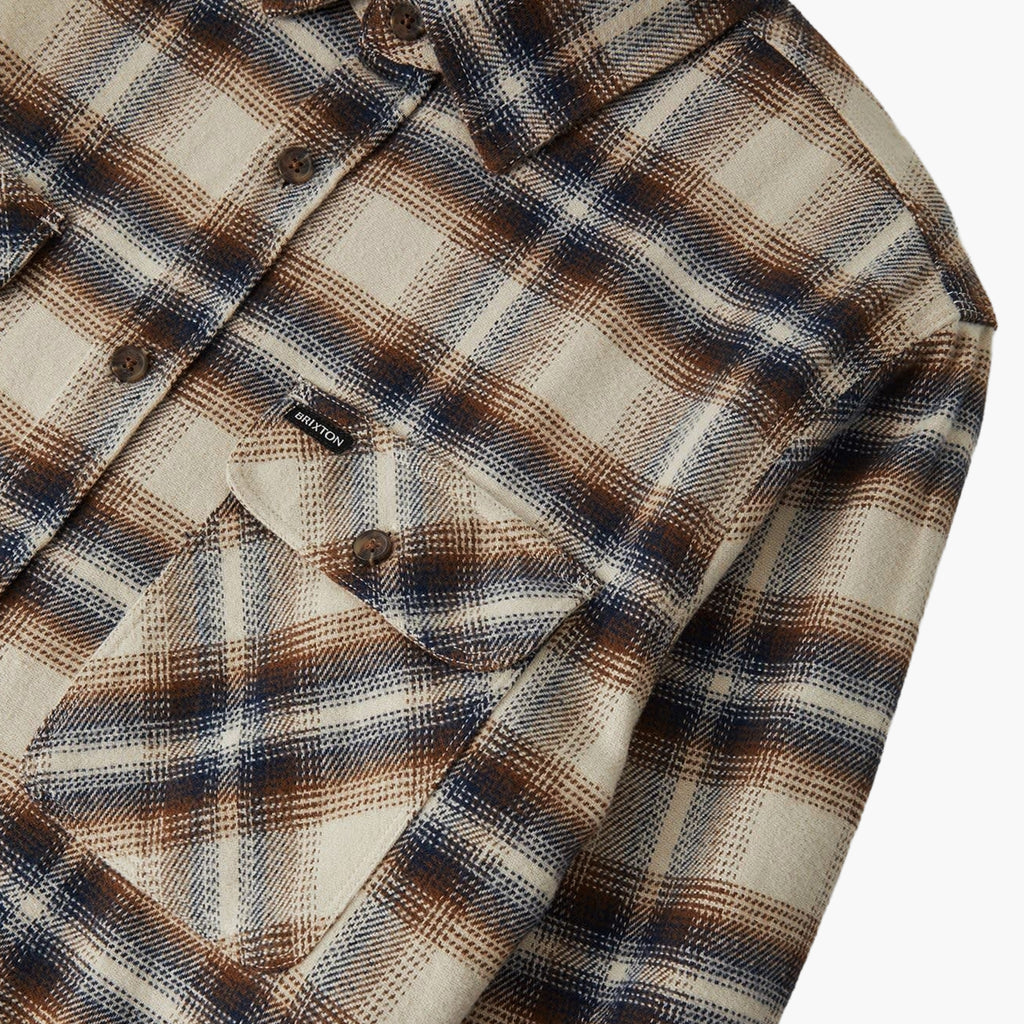 Brixton Bowery Flannel - Soft Brown Plaid