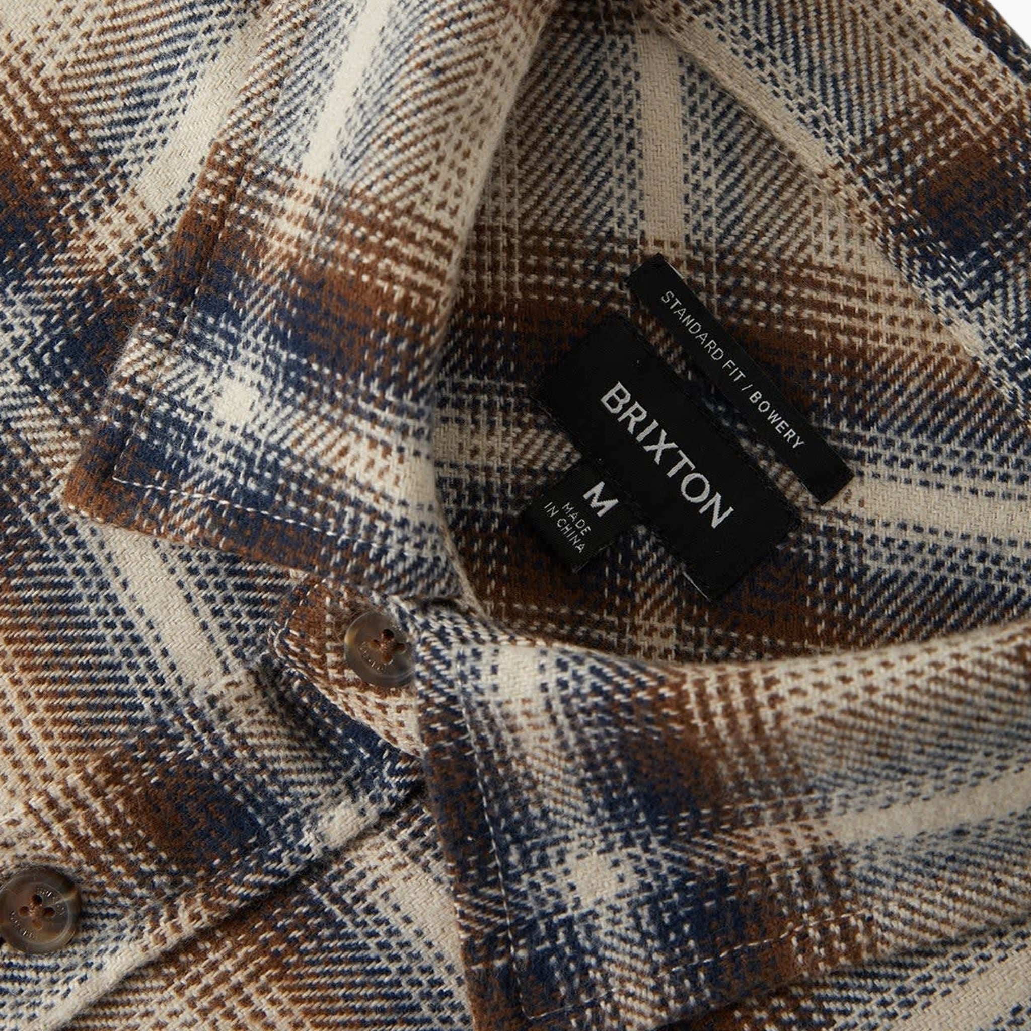 Brixton Bowery Flannel - Soft Brown Plaid