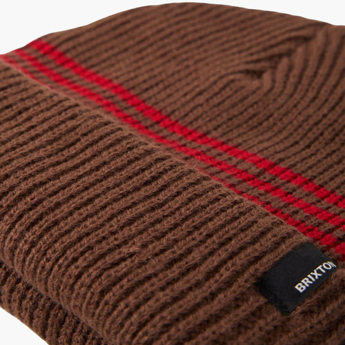 Brixton Chunky Heist Beanie - Pinecone Brown / Chili Pepper Stripe