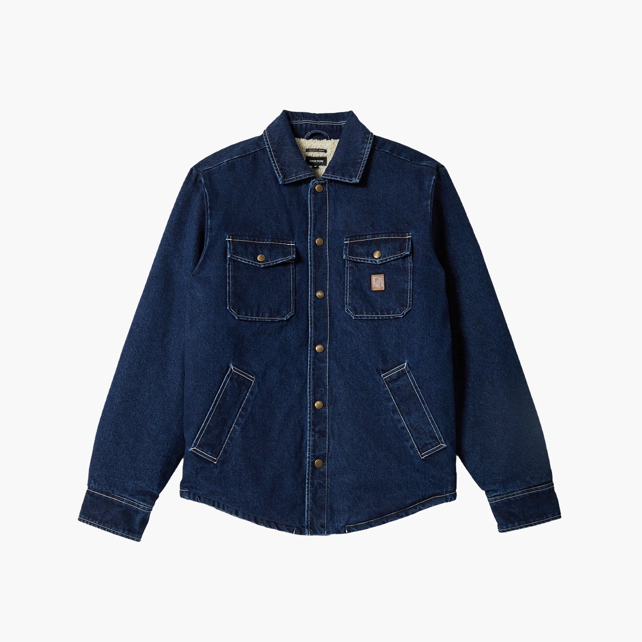 Brixton Durham Lined Jacket Teddy - Medium Wash Denim