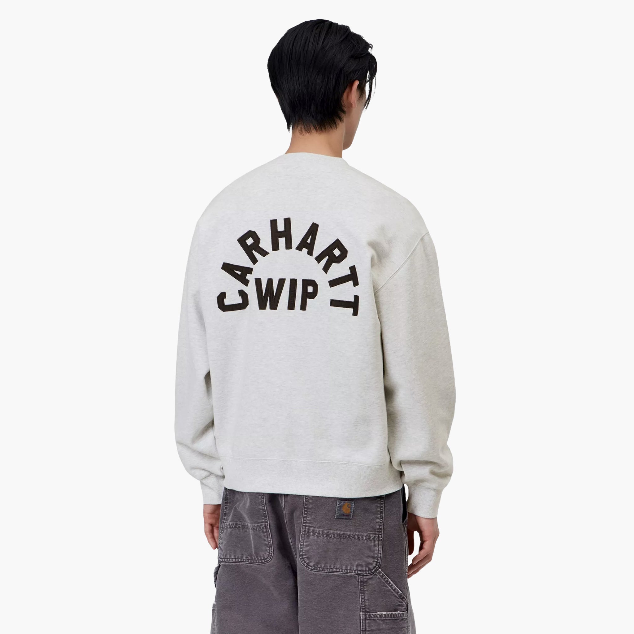 Carhartt WIP Arch Script Sweat - Ash Heather Dark Navy