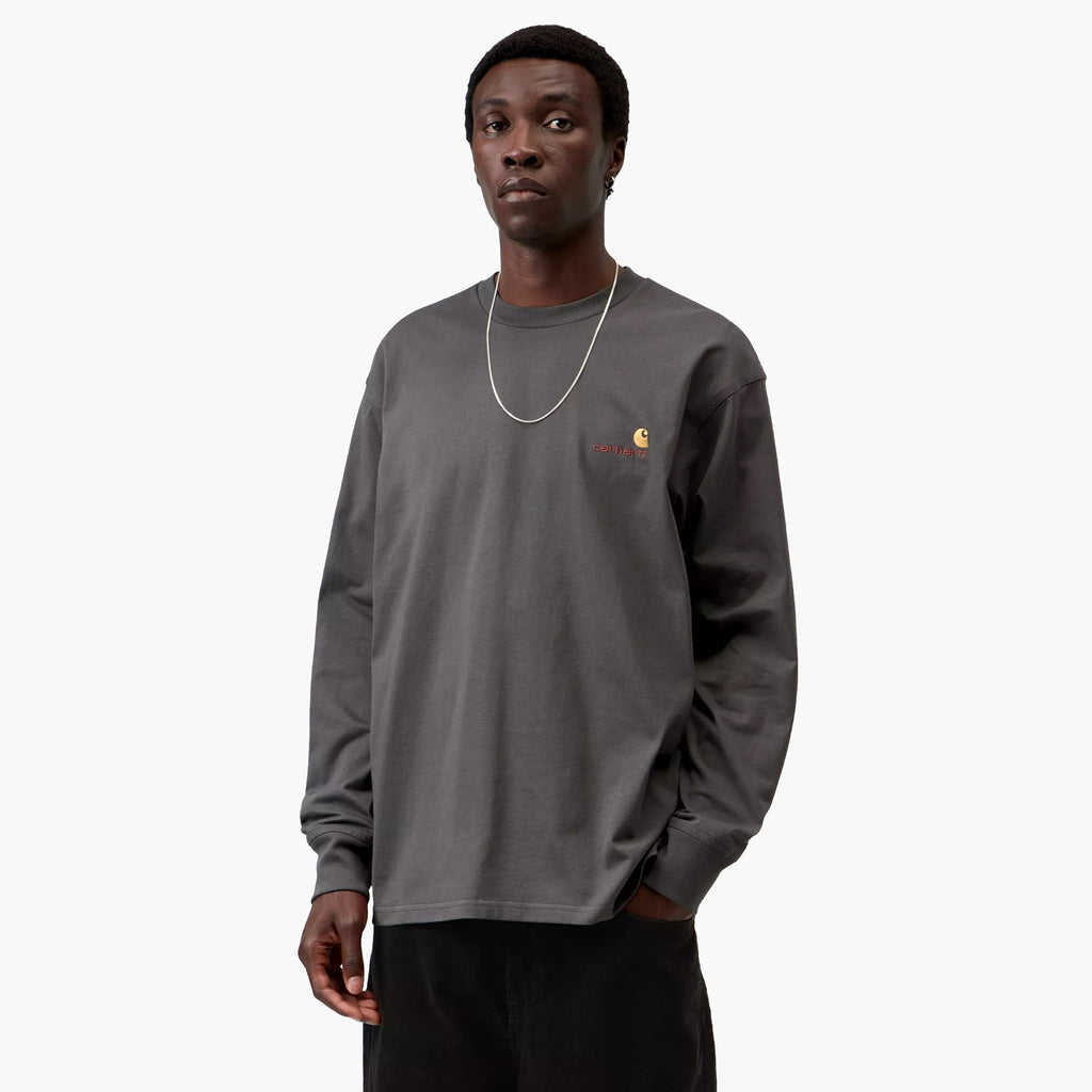 Carhartt WIP L/S American Script T-Shirt - Graphite