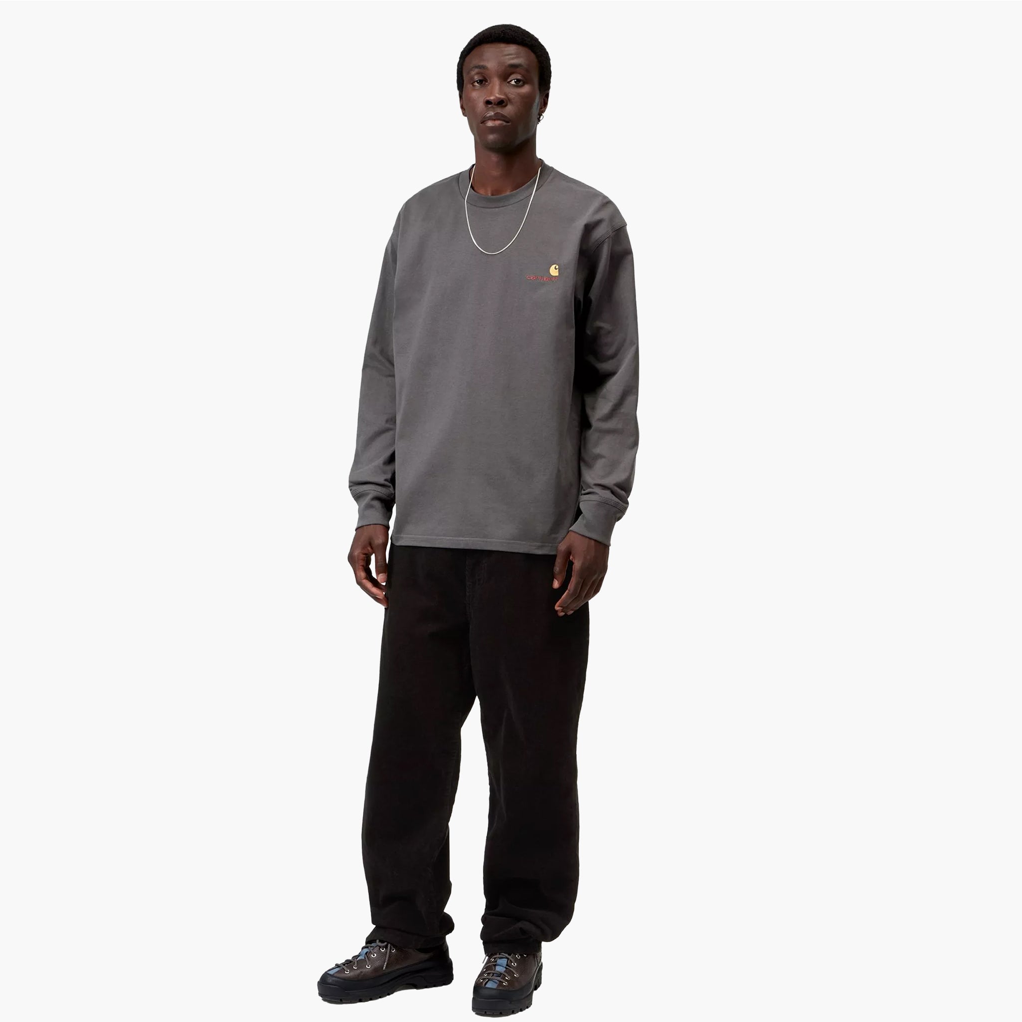 Carhartt WIP L/S American Script T-Shirt - Graphite