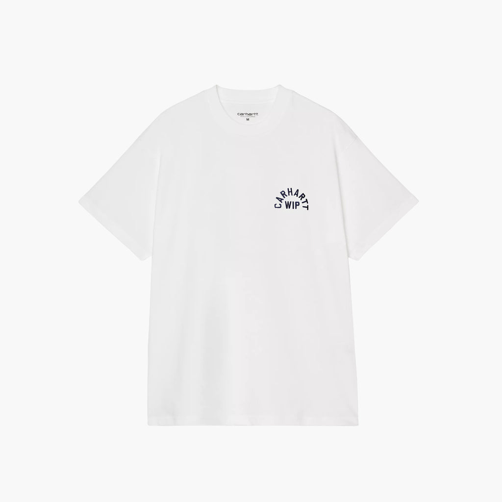 Carhartt WIP S/S Arch Script T-Shirt - White Dark Navy