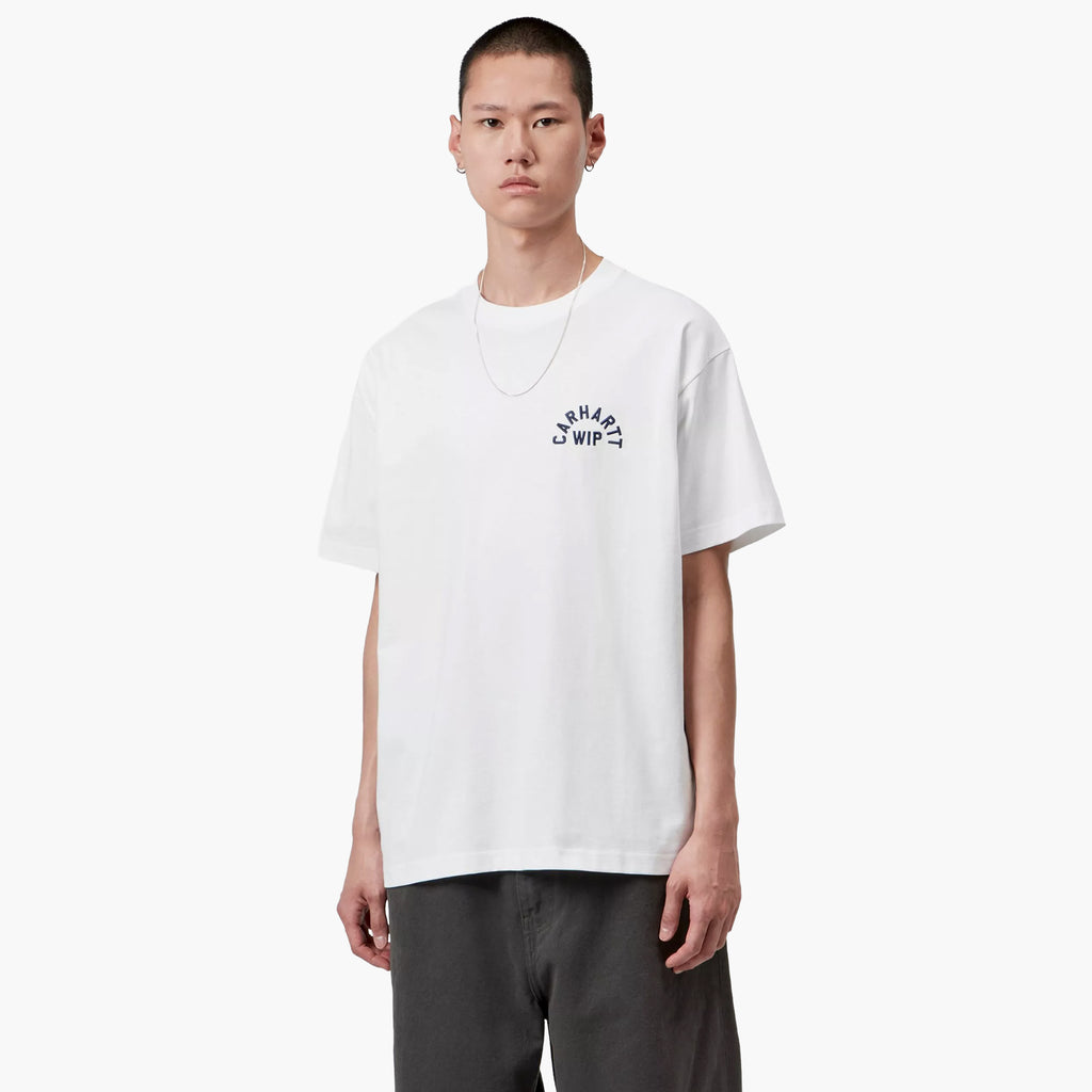 Carhartt WIP S/S Arch Script T-Shirt - White Dark Navy