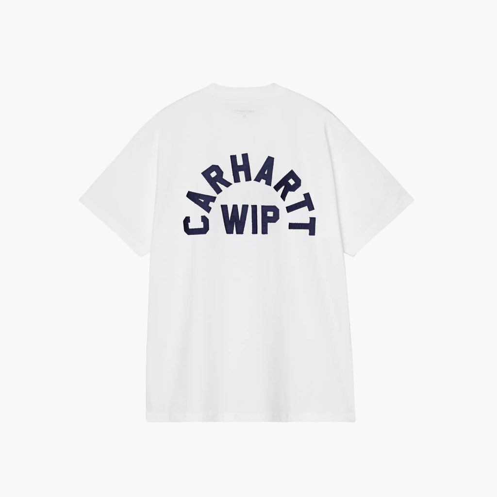 Carhartt WIP S/S Arch Script T-Shirt - White Dark Navy