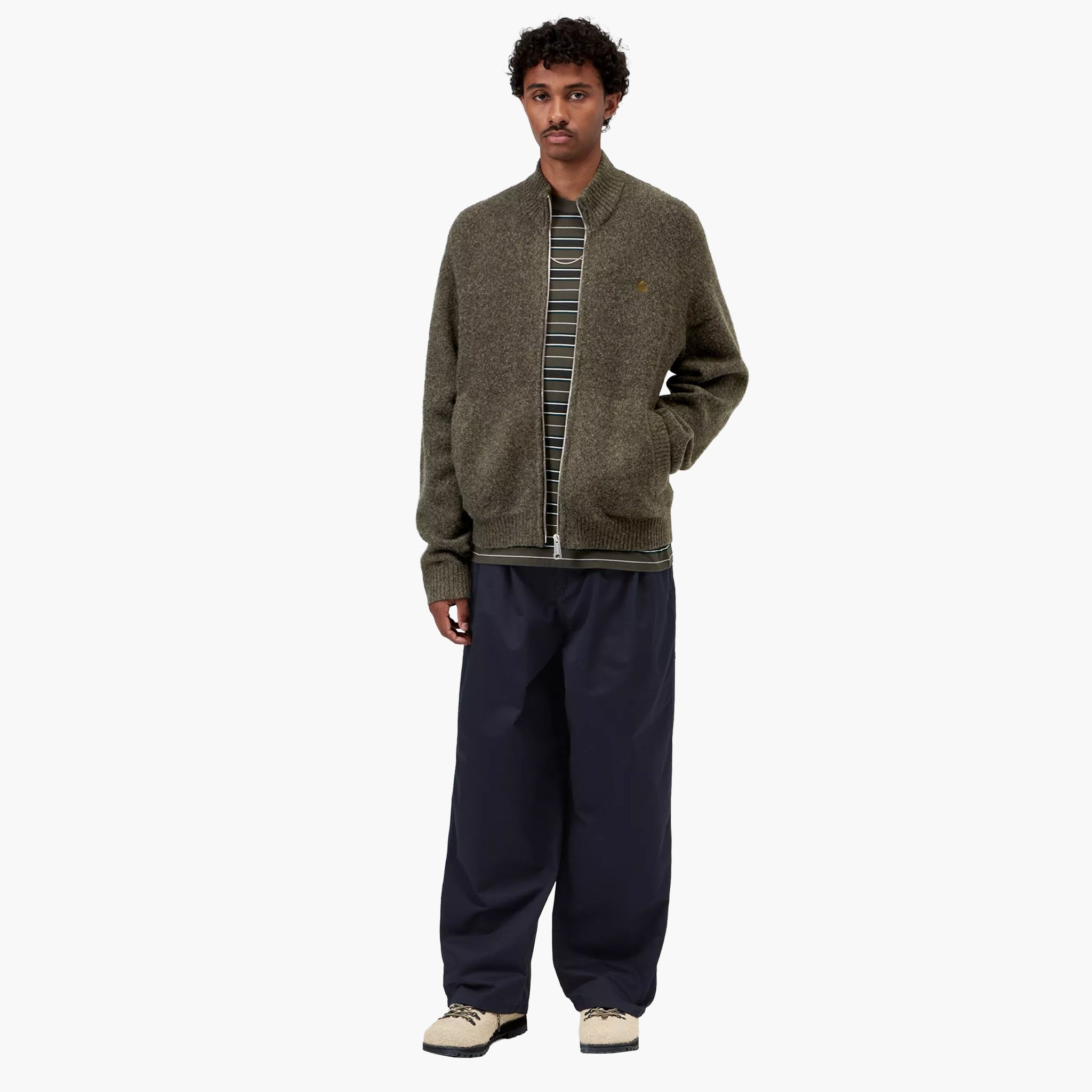 Carhartt WIP Curtis Sweater Jacket - Tangled Shungite