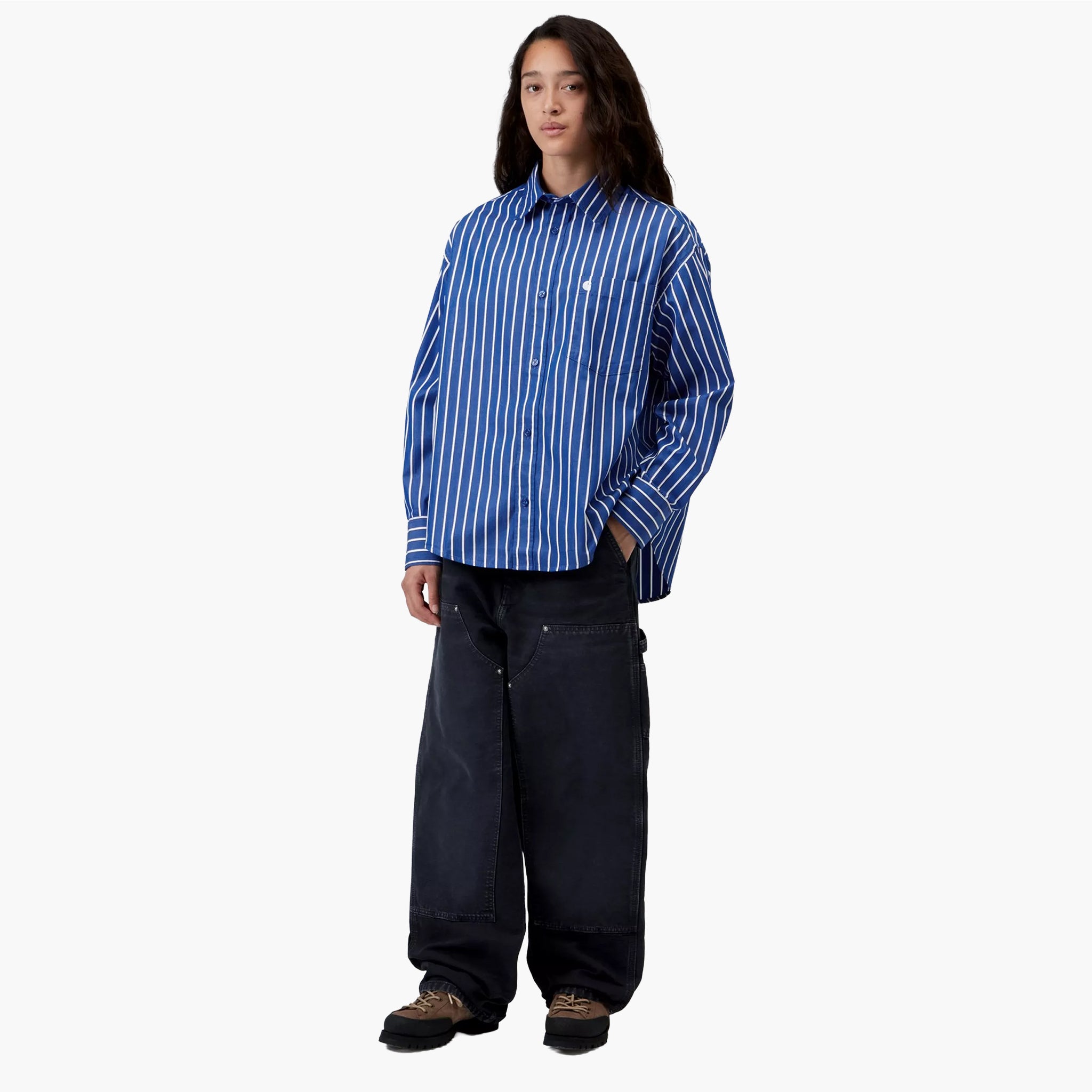 Carhartt Wip Women LS Gowan Shirt Stripe Lapis