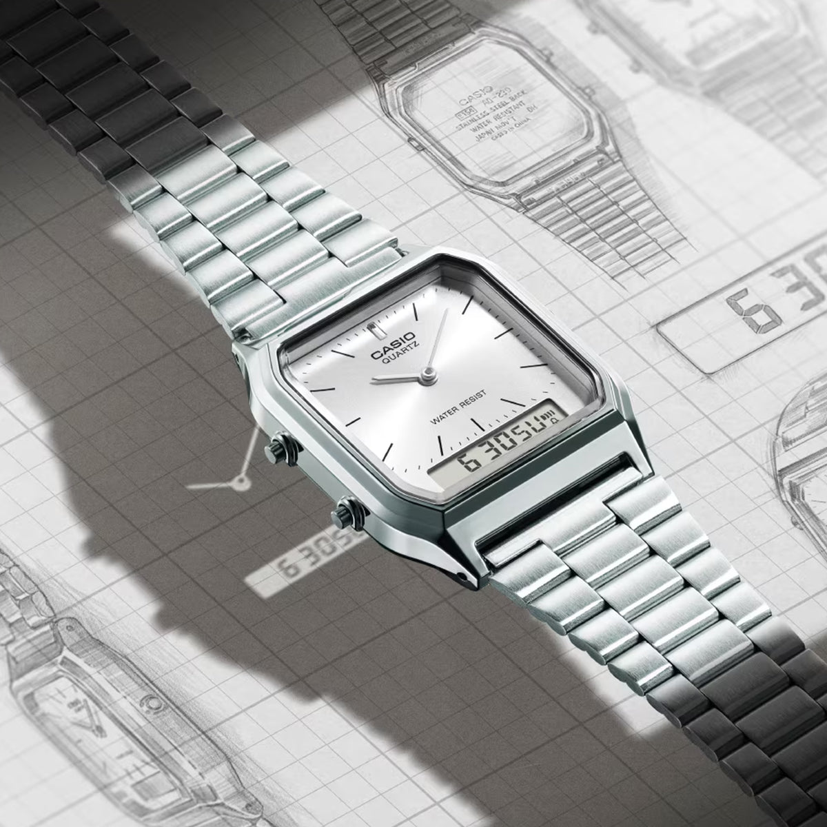 Casio Vintage AQ-230A Series Silver / Silver