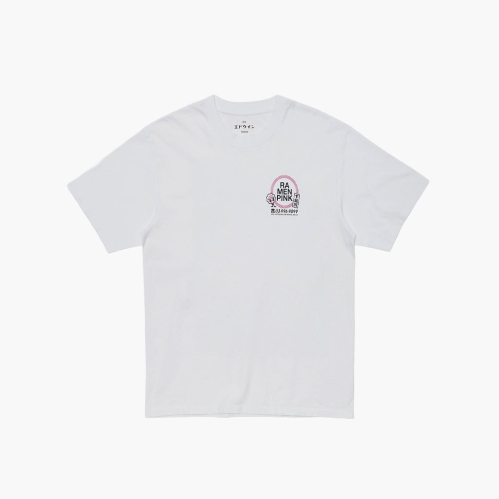 Edwin Ramen Pink T-Shirt - White