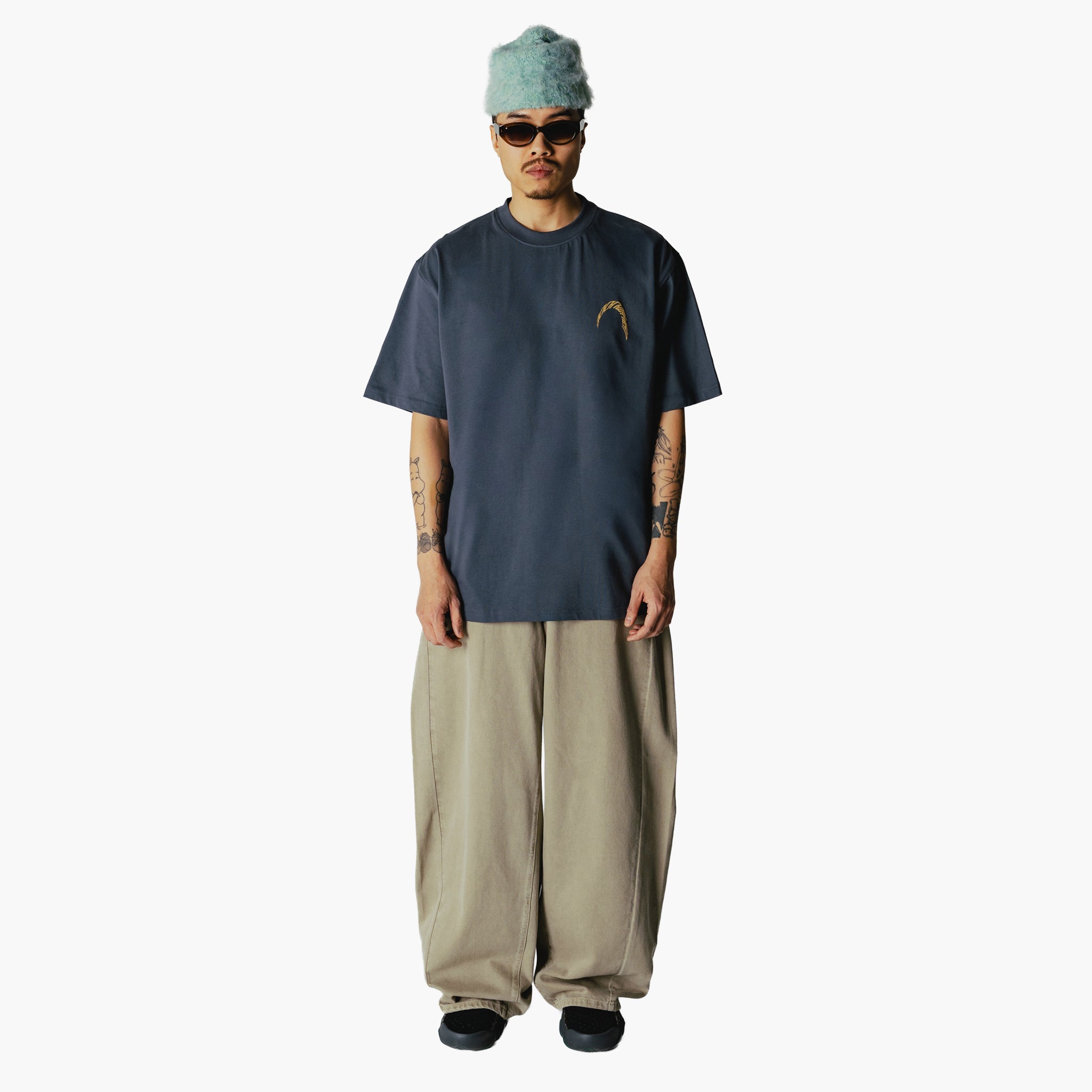 Woodbird WBBaine Warp T-Shirt - Slate Blue