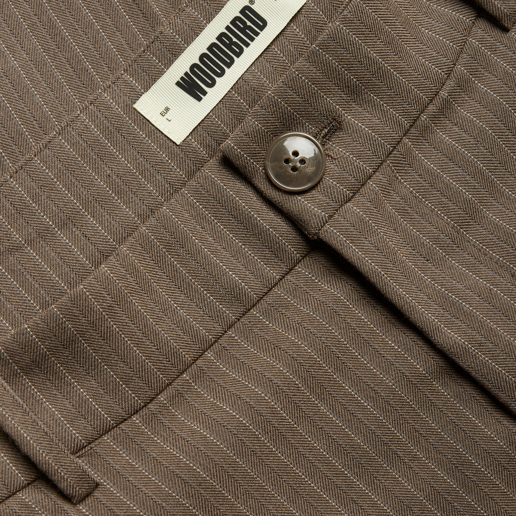 Woodbird WBBin HB Stripe Pants - Dark Olive