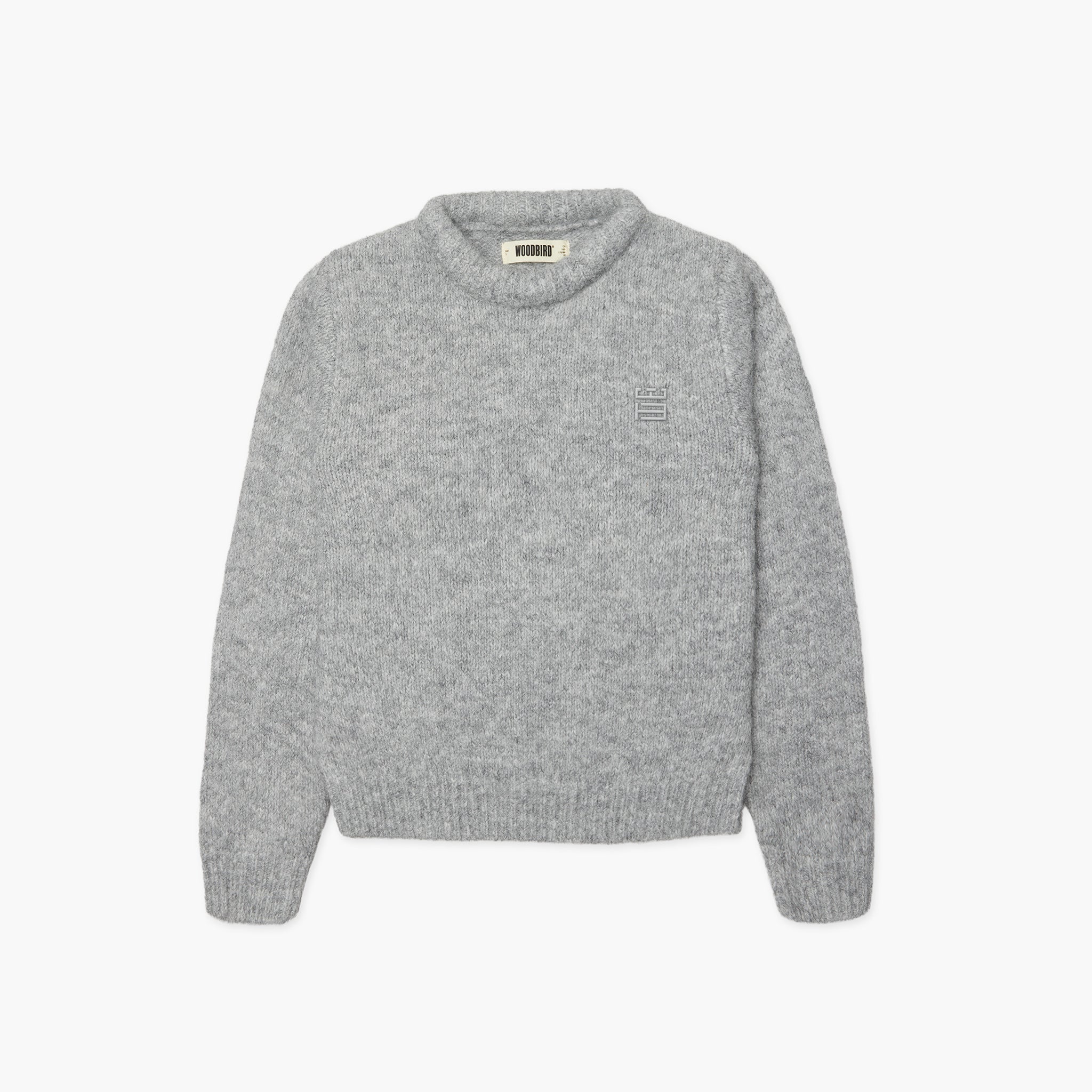 Woodbird WBHua Fluffy Crew - Grey Melange