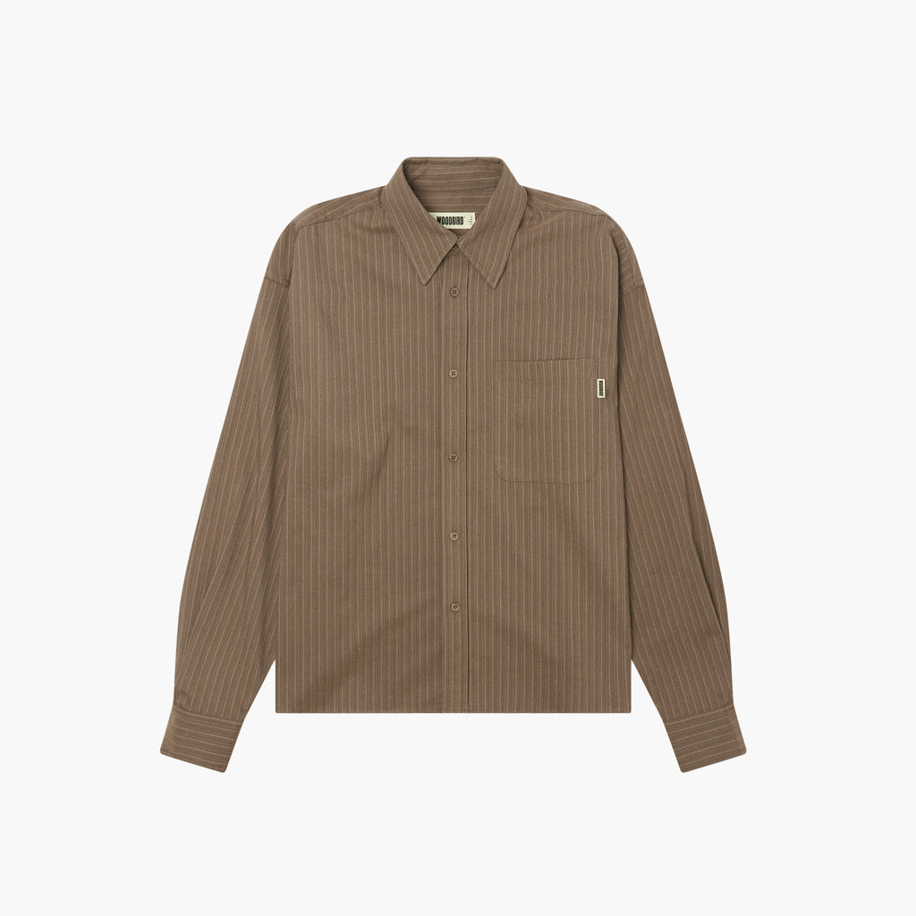 Woodbird WBXing HB Stripe Shirt - Dark Olive