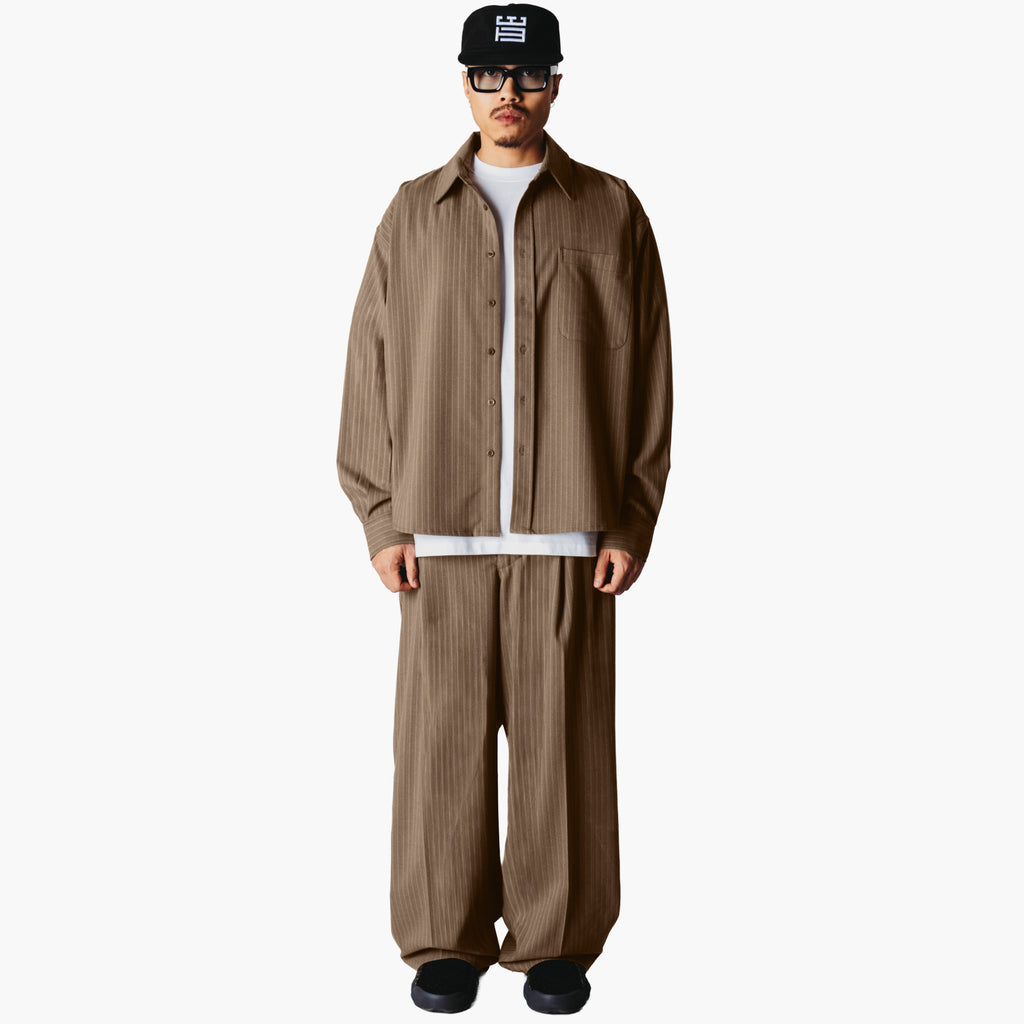 Woodbird WBXing HB Stripe Shirt - Dark Olive